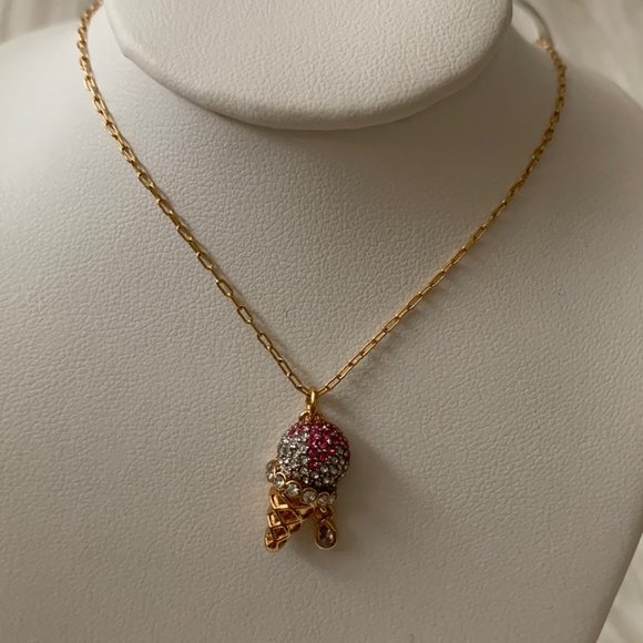 KATE SPADE Pave Ice Cream Sundae Cone Pendant Necklace